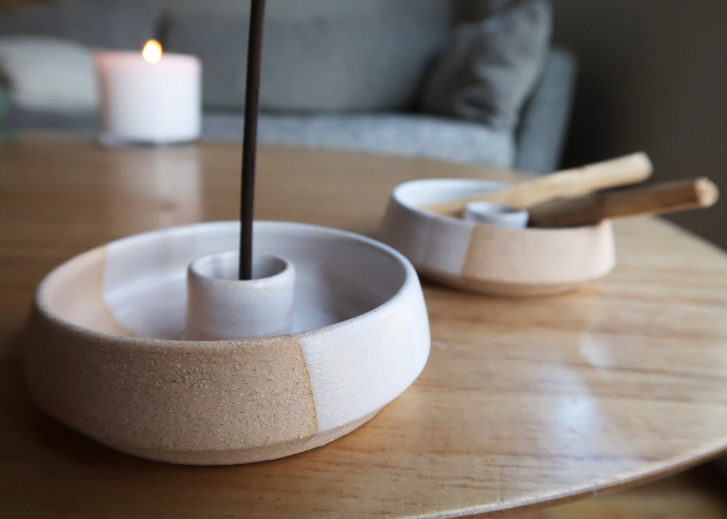 Ceramic Angled Incense Burner Tray – Handmade Holder for Palo Santo, Sage, Essential Oils, Boho Gift, Spiritual Home Decor