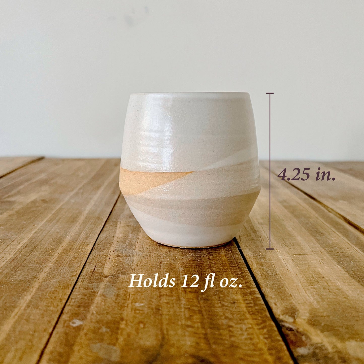 Handmade Criss-Cross Angled Tumbler – Unique Ceramic Tumbler in Warm White Glaze