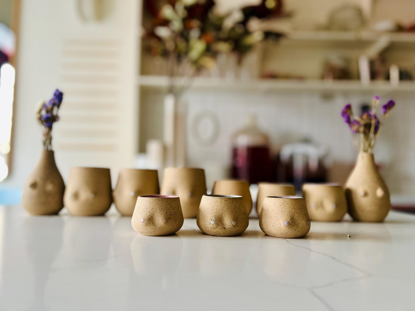 Boob cup- Fun colors- Handmade Ceramic Mug - Fun & Functional Gift- 4 OZ