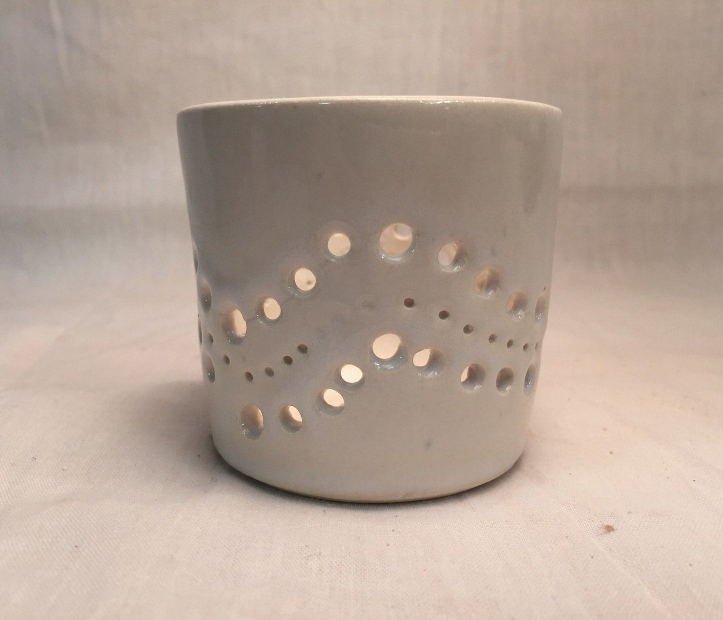Handemade ceramic - candle/tealight holder - hand cut designs- SET OF THREE