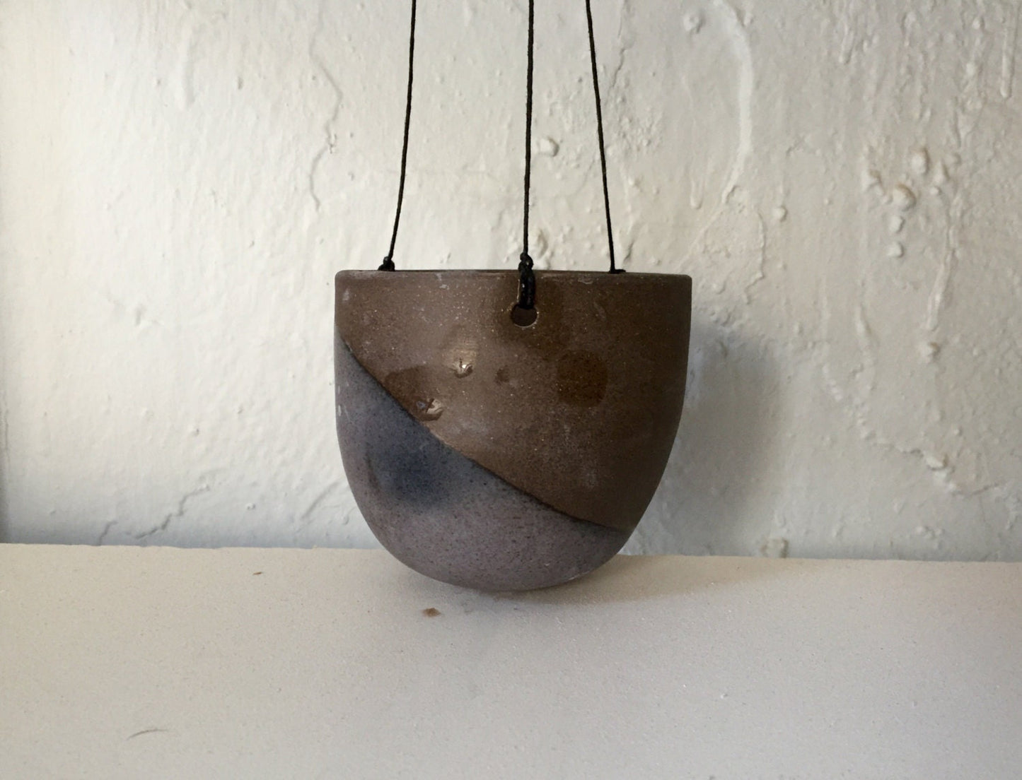 Ceramics- purple gray - hanging jar -flower pot- candle holder - herb planter