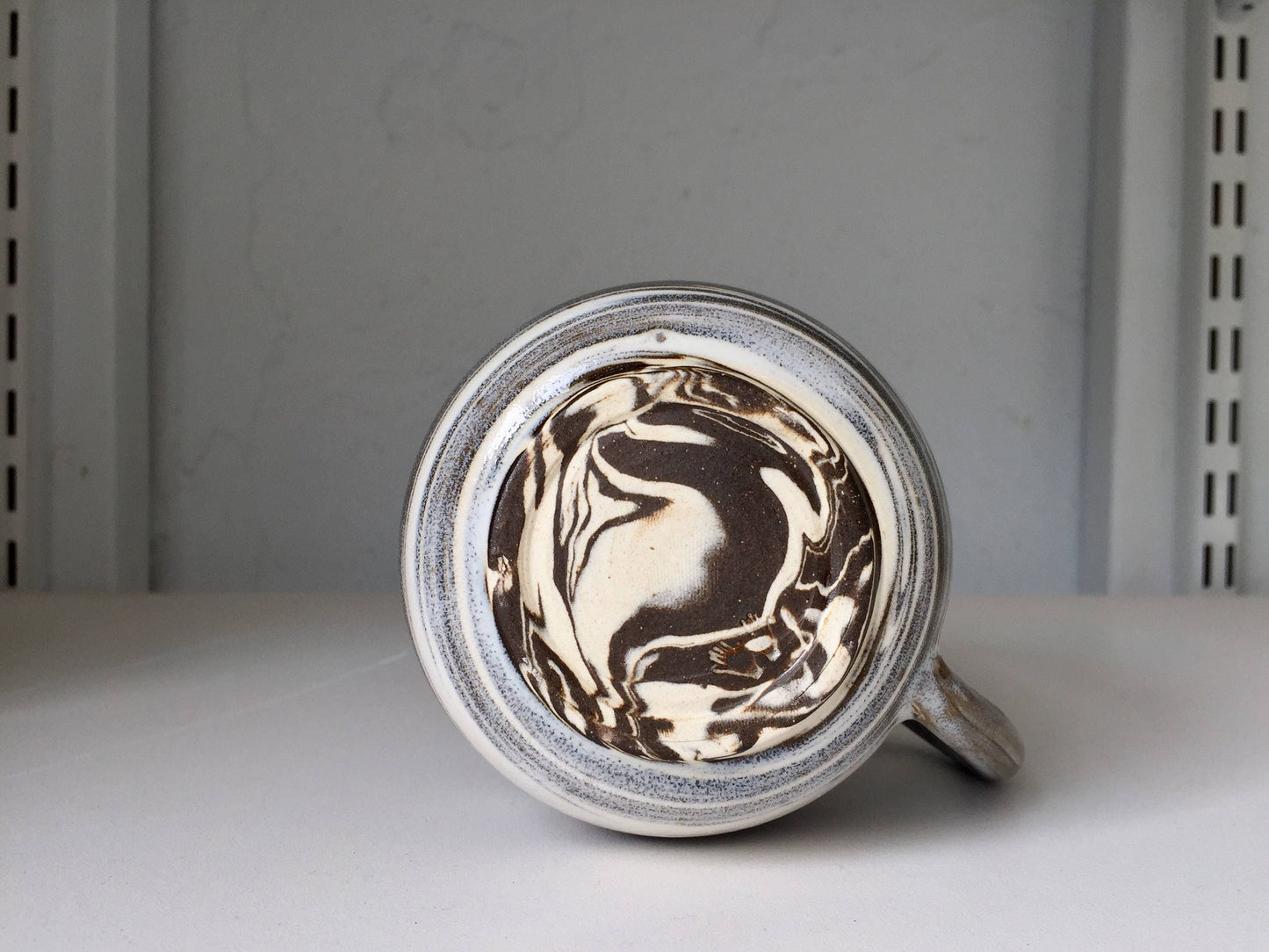 ceramic coffee mug-marble design -brown and white -NEW Limited edition!