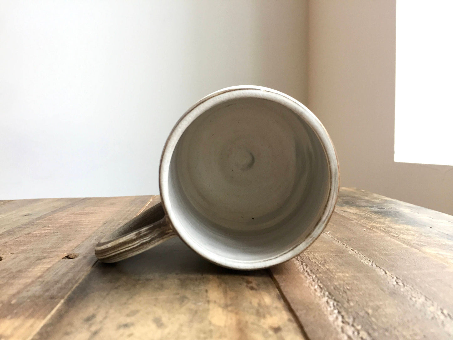 ceramic coffee mug-marble design - Brown and white