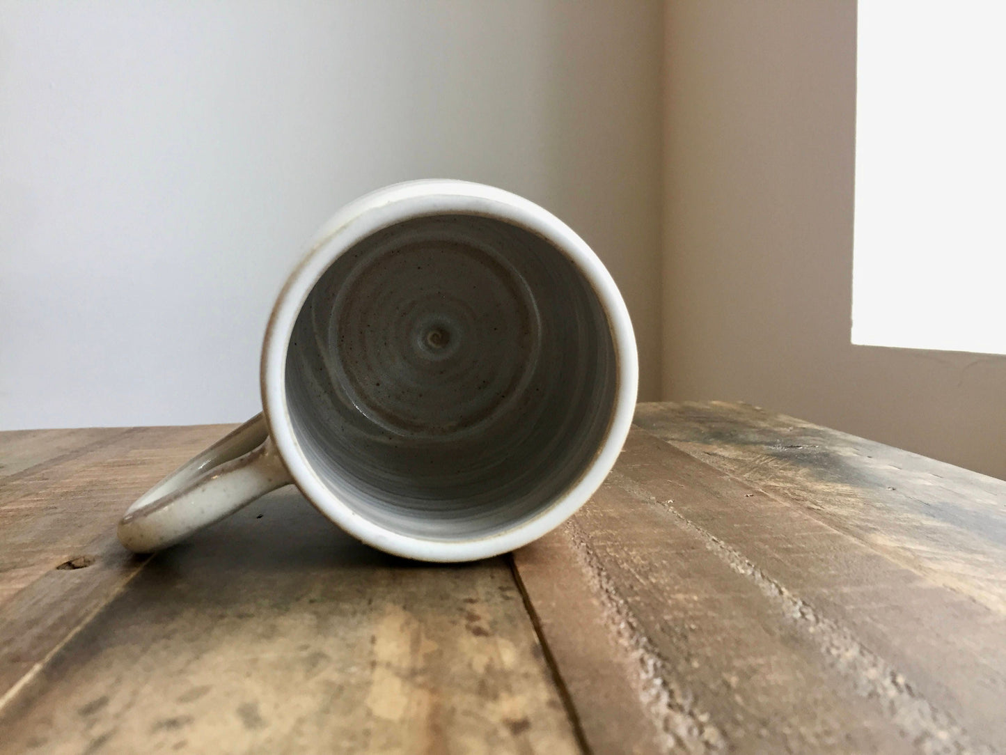 ceramic coffee mug-marble design -Beige and white