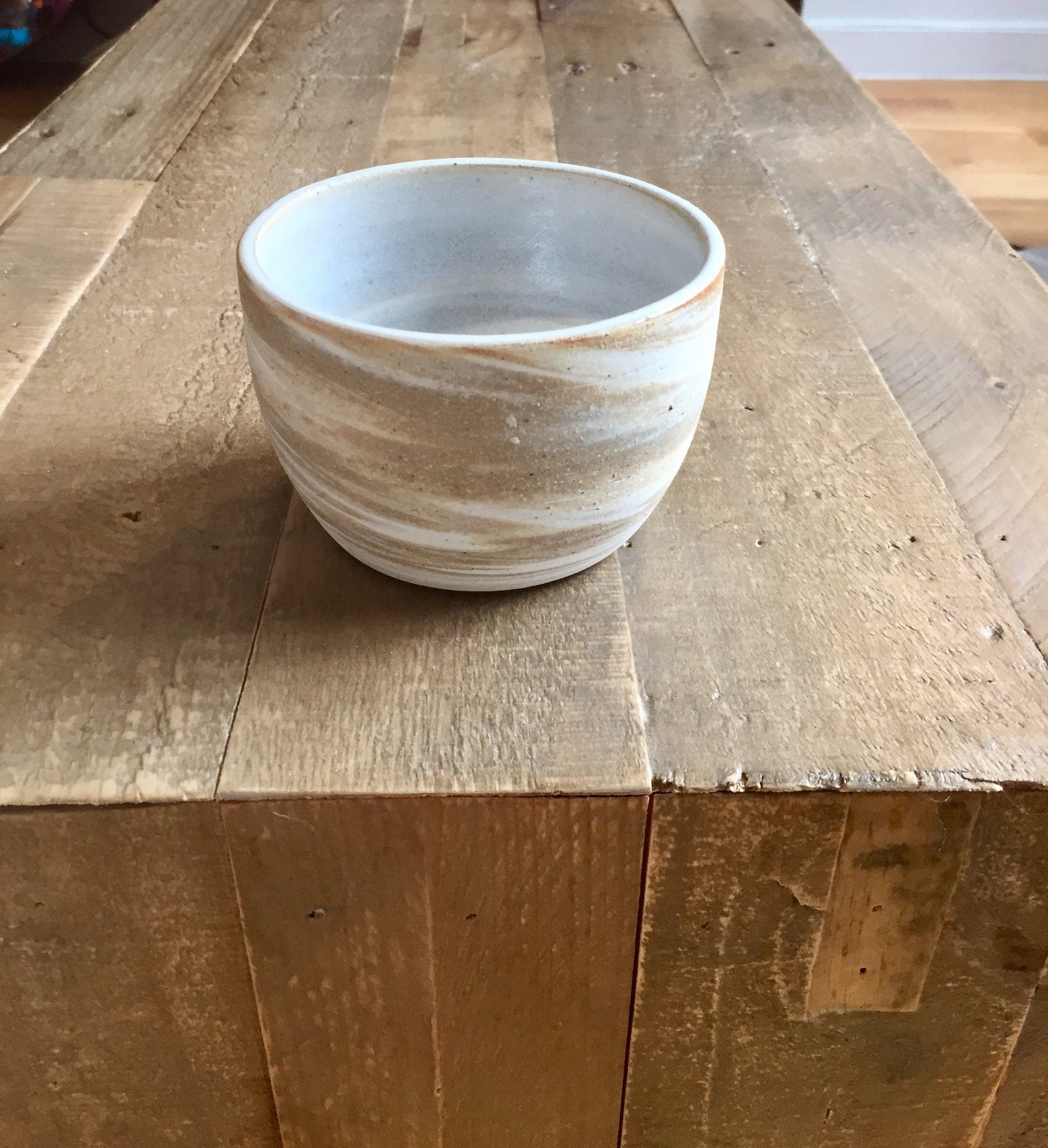 Small dip bowl-ceramic bowl - Marbled clay beige and white