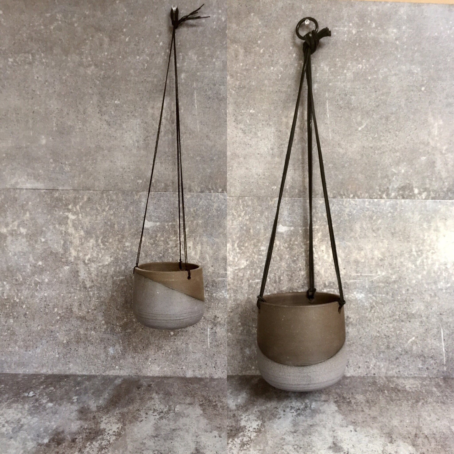 Hally custom order Large Ceramic planter-Purple/gray- Hanging flower pot - herb planter