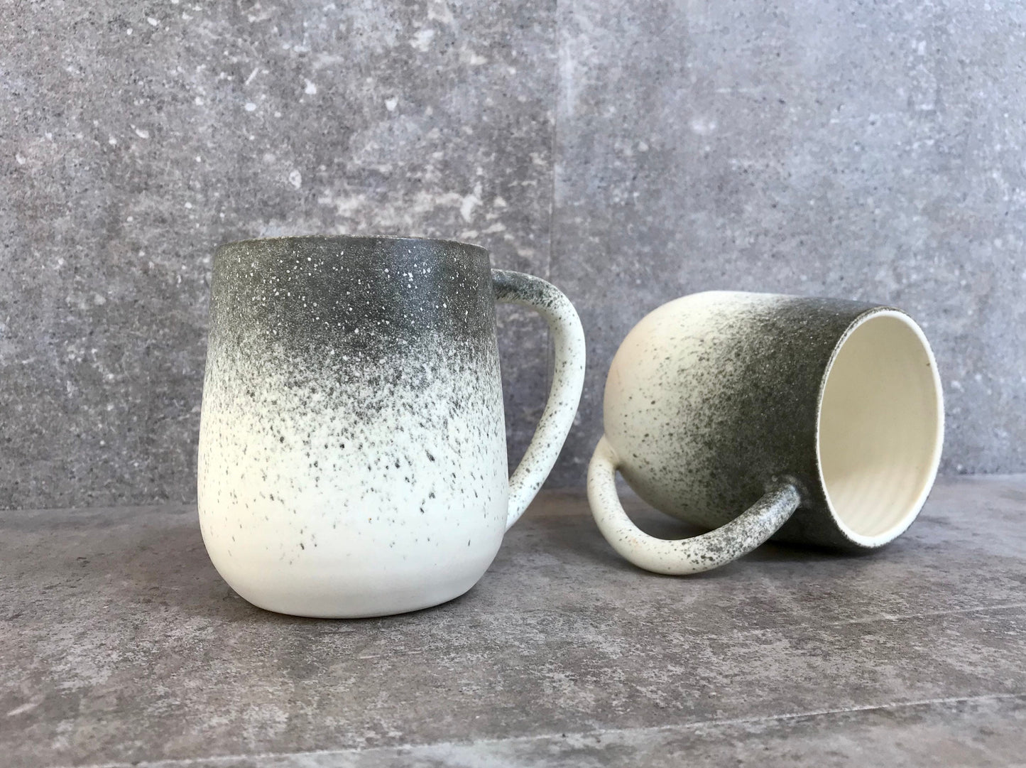 ceramic mug - coffee cup -modern white and black spray.