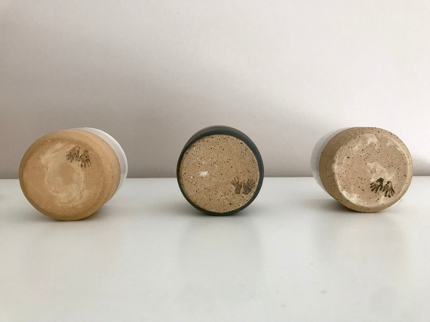 mini SPECKLED Beige and white- ceramic Matchstick holder- Strike on side - small jar- NEW!