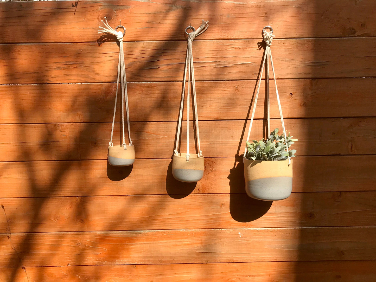 Speckled gray-Ceramic hanging planter- hanging flower pot - with drainage hole- three sizes available