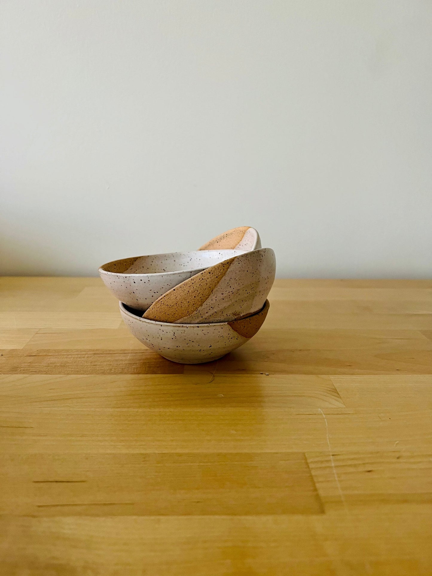 Test Angled Bowls - Speckled White and Natural Stoneware - Handmade Ceramic Kitchenware - Size Options
