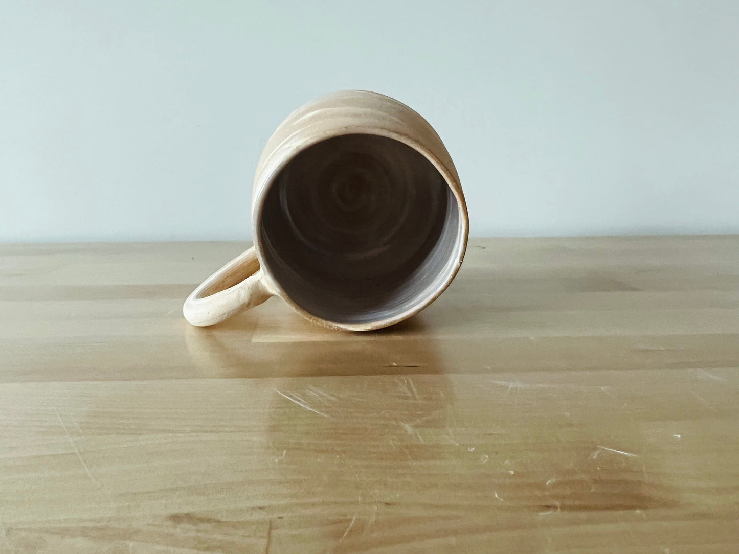 SECONDS-rounded Coffee cup- coffee mug- handmade kitchen decor. marbled white and beige