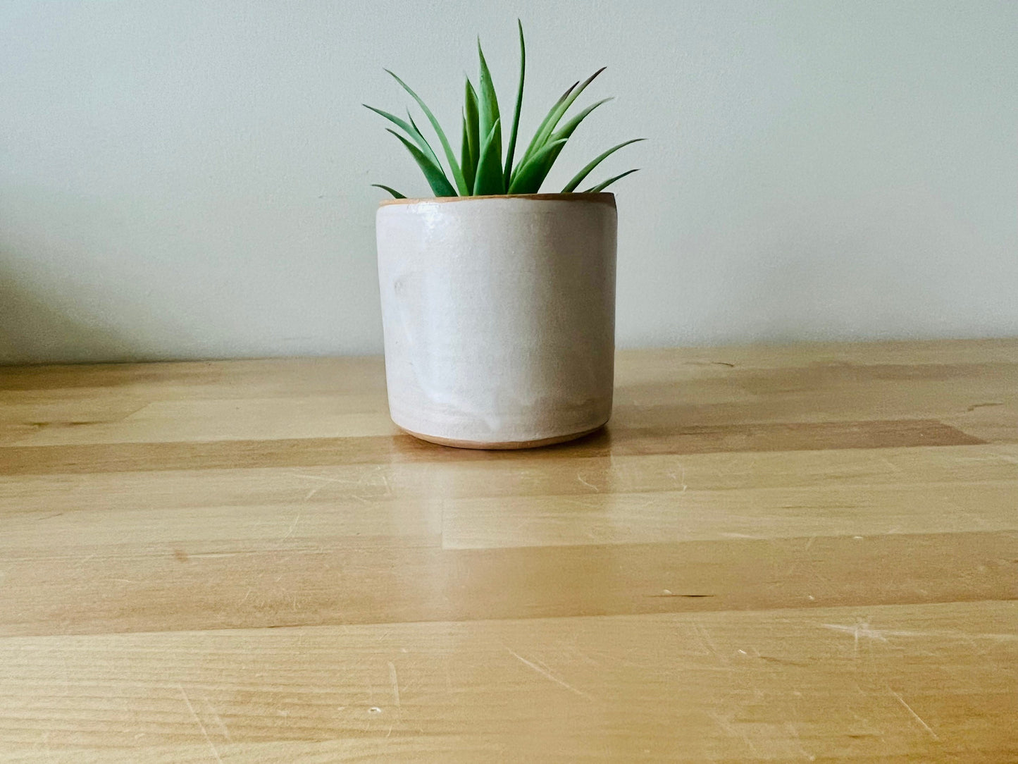 Cylinder Succulent pot with saucer. sunrise plant holder for 3" plant. White. blue Ceramic