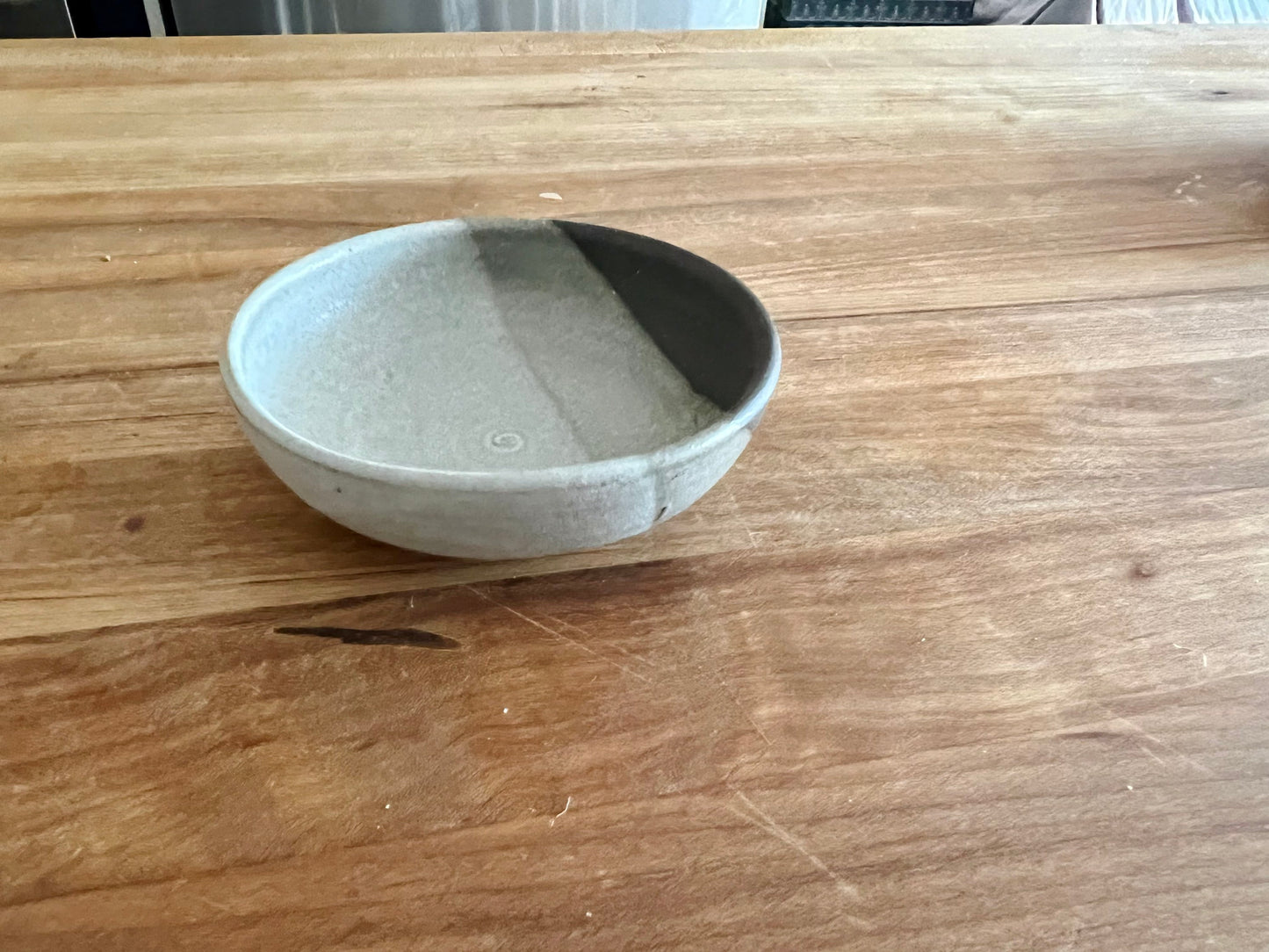 Seconds- Angeled ramekin- Small bowl- white and chocolate- Handmade.