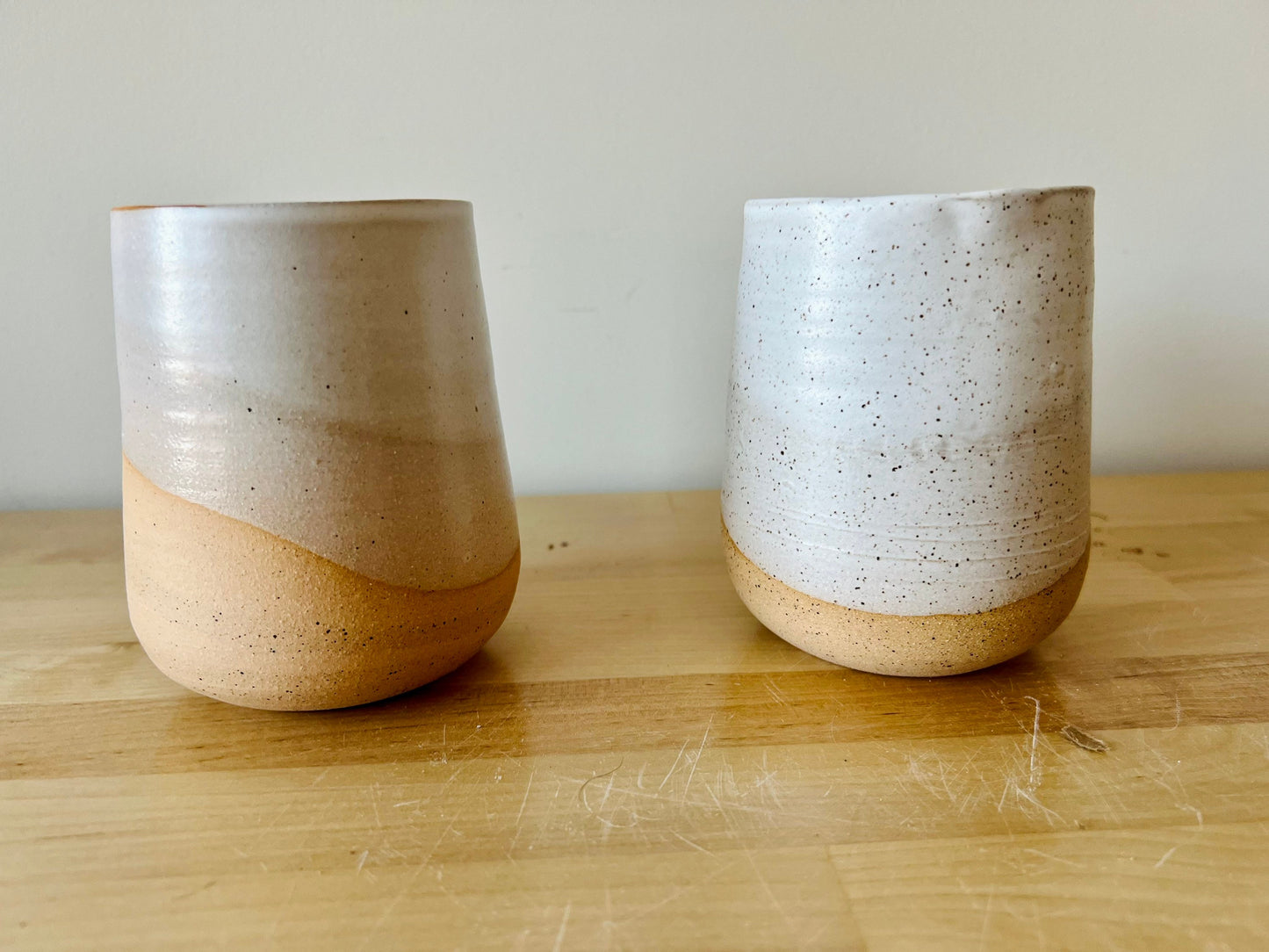 Seconds- Bottom Tumbler. White. Drinking glass. Ceramic. Handmade.