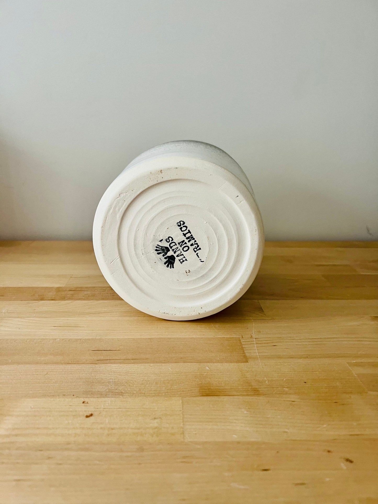 Seconds - sample sale - criss cross utensil holder- ceramic crock- white and gray