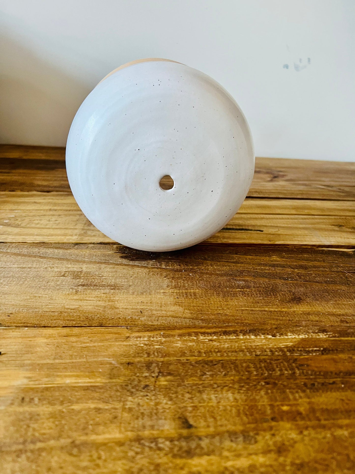 seconds- Hanging orb planter -ceramic drainage hole