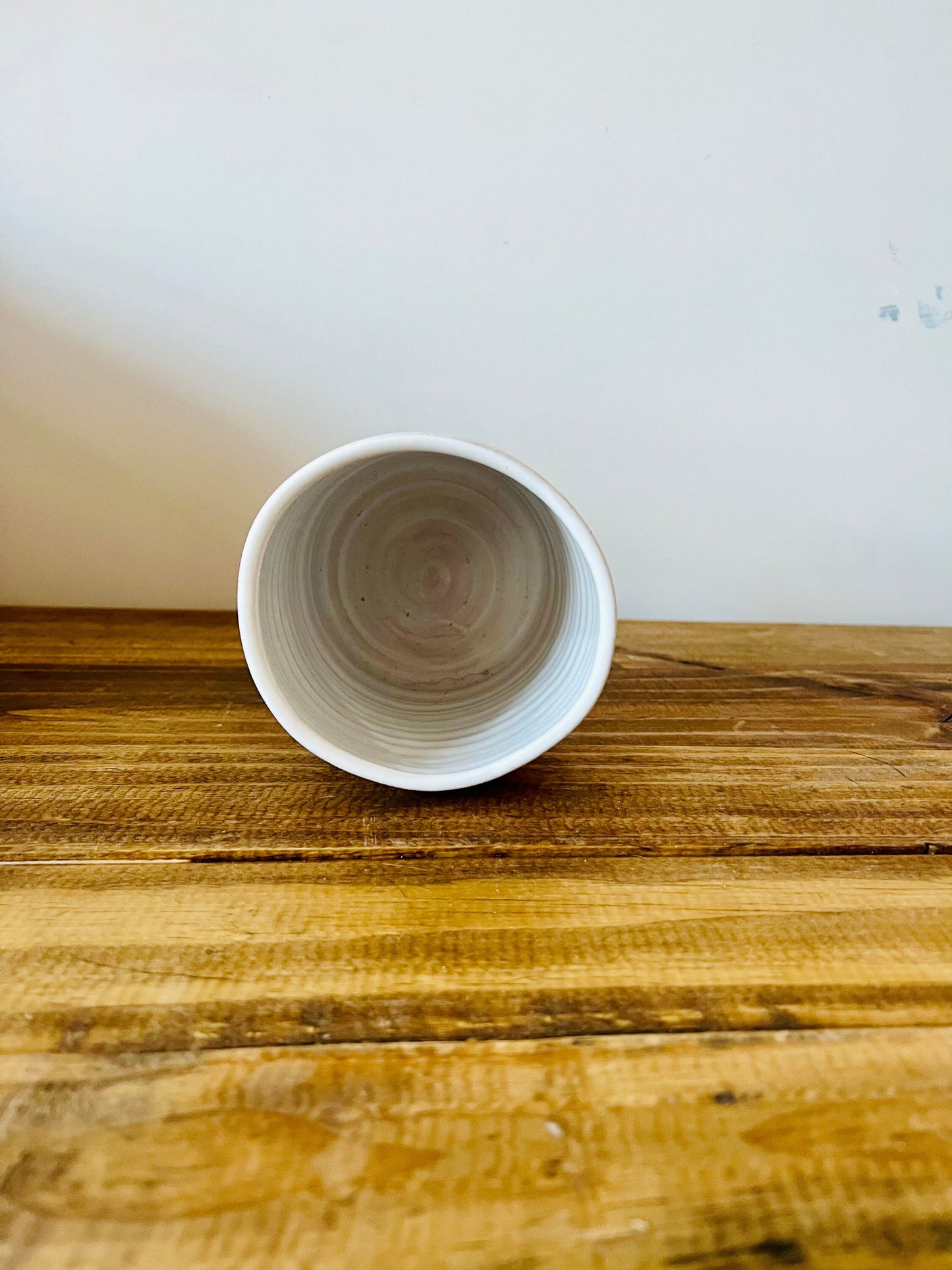 Whites criss cross tall cylinder utensil holder . ceramic.