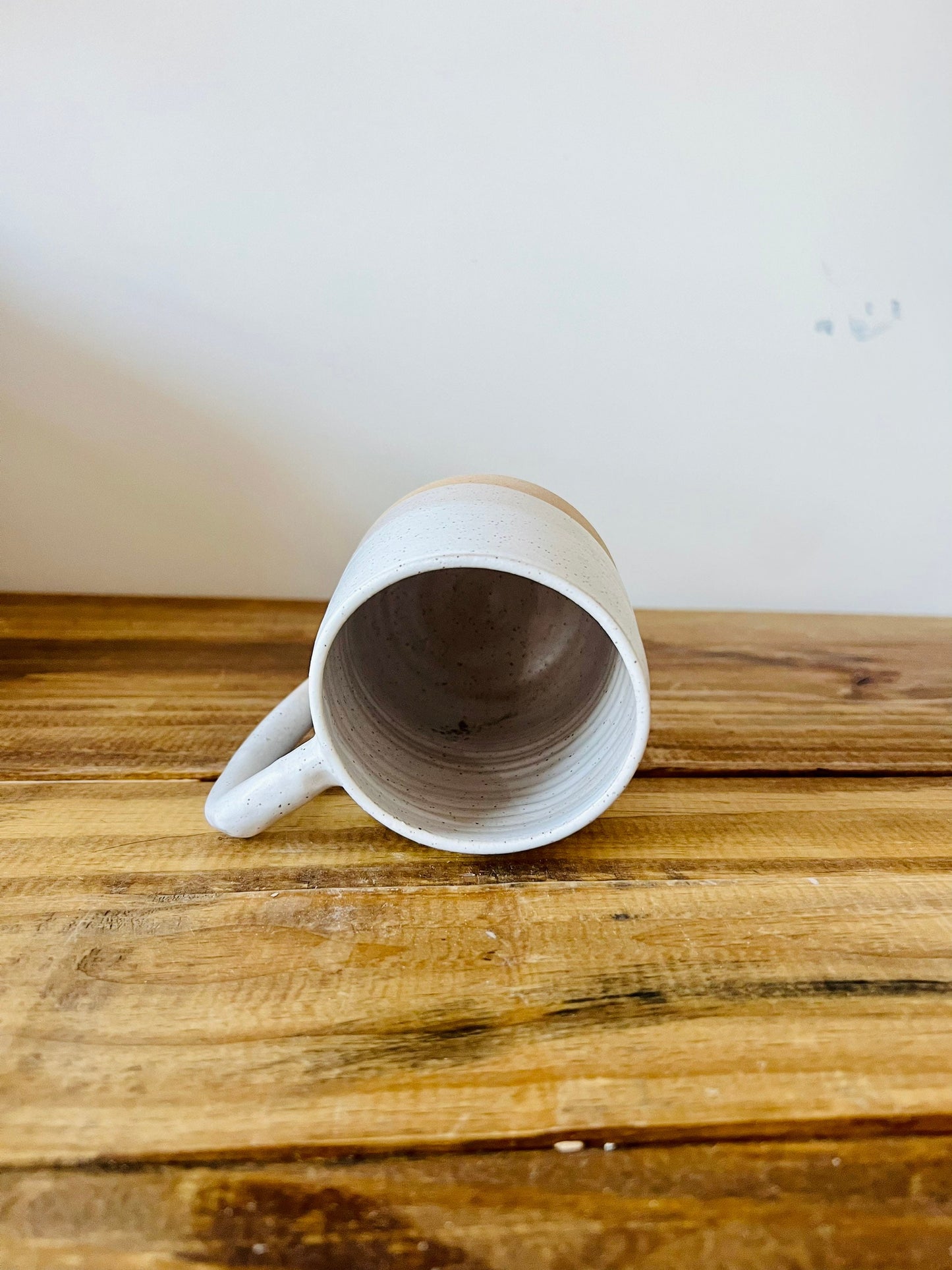 SECONDS-Round Bottom coffee Mugs- white and speckled- handmade coffee mugs