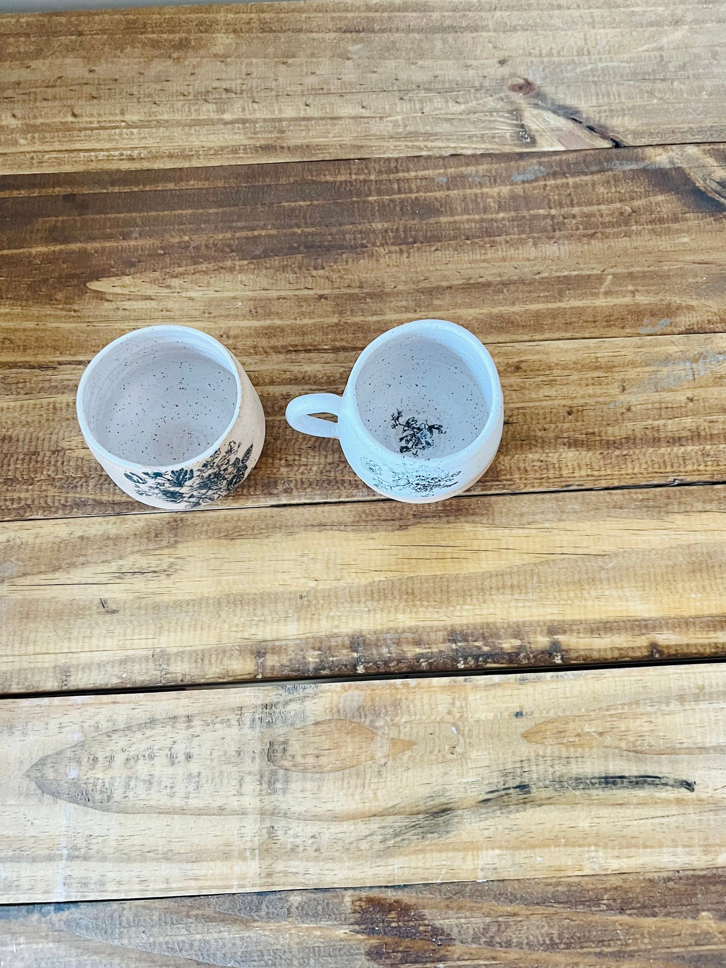 espresso cup-small coffee mug- ceramic--handmade kitchen decor- floral pattern