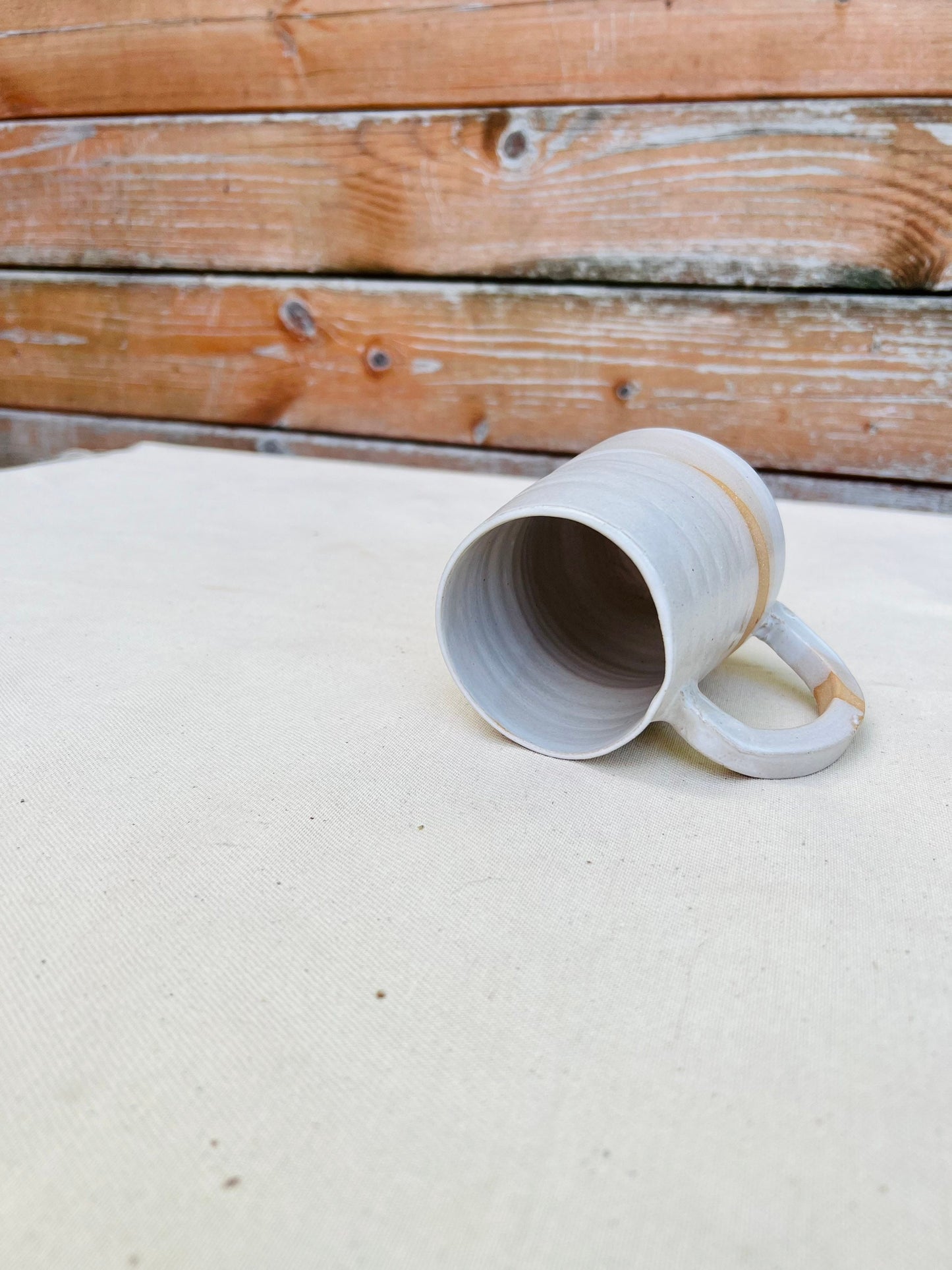 Limited Edition - Tall Angled Coffee Mug - White - Handmade Ceramic