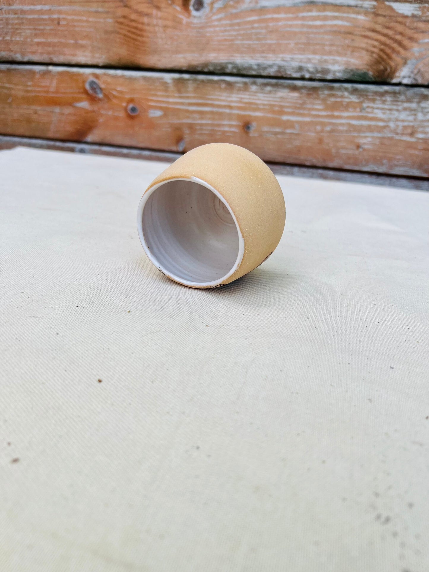 Limited Edition - Flower Espresso Cup - White and Speckled Stoneware - Handmade Coffee Mug- Small Tumbler