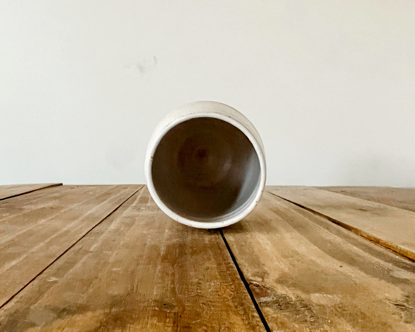 SALE! 50% off - Round Bottom Tumbler - White Ceramic Cup - Handmade Drinking Glass