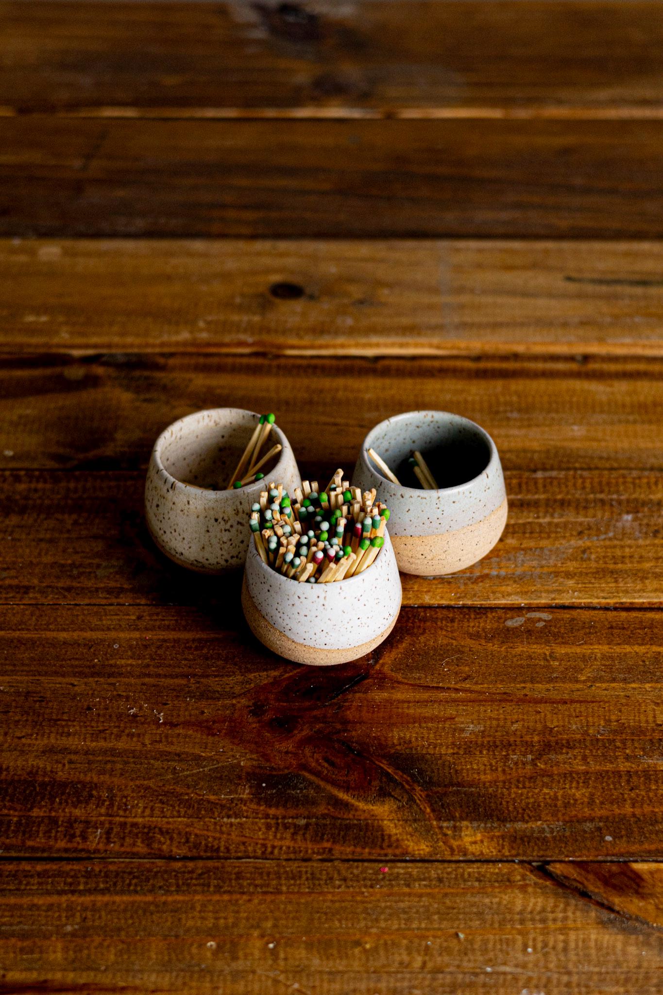 Matchstick Holder - Handmade Ceramic - Strike-On-Side Design - Multiple Color Options