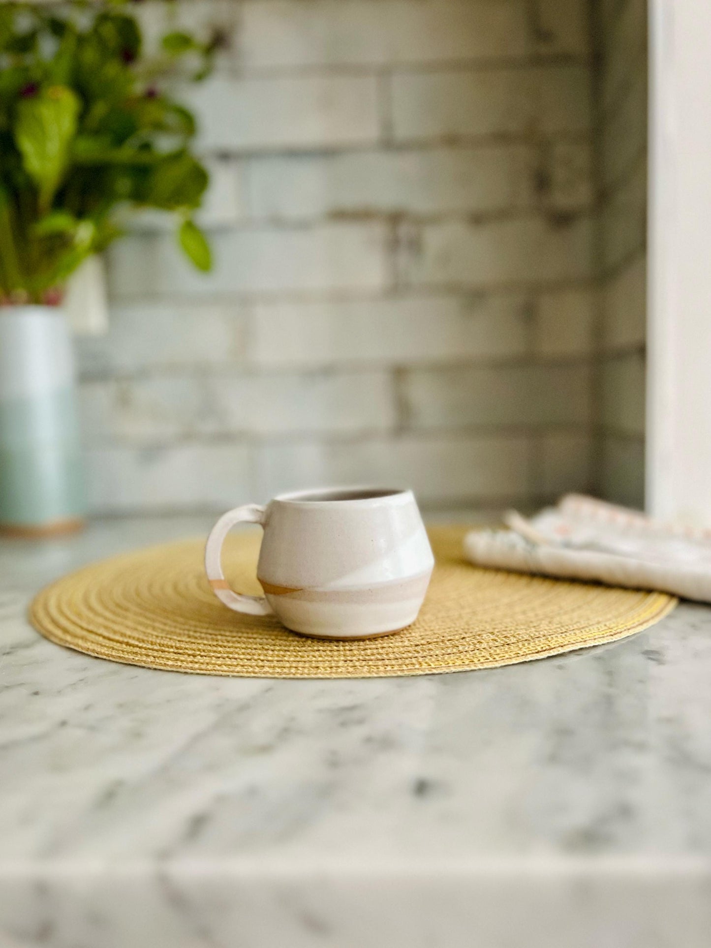 Handmade Espresso Mug. modern white ceramic mug Design, 3 oz