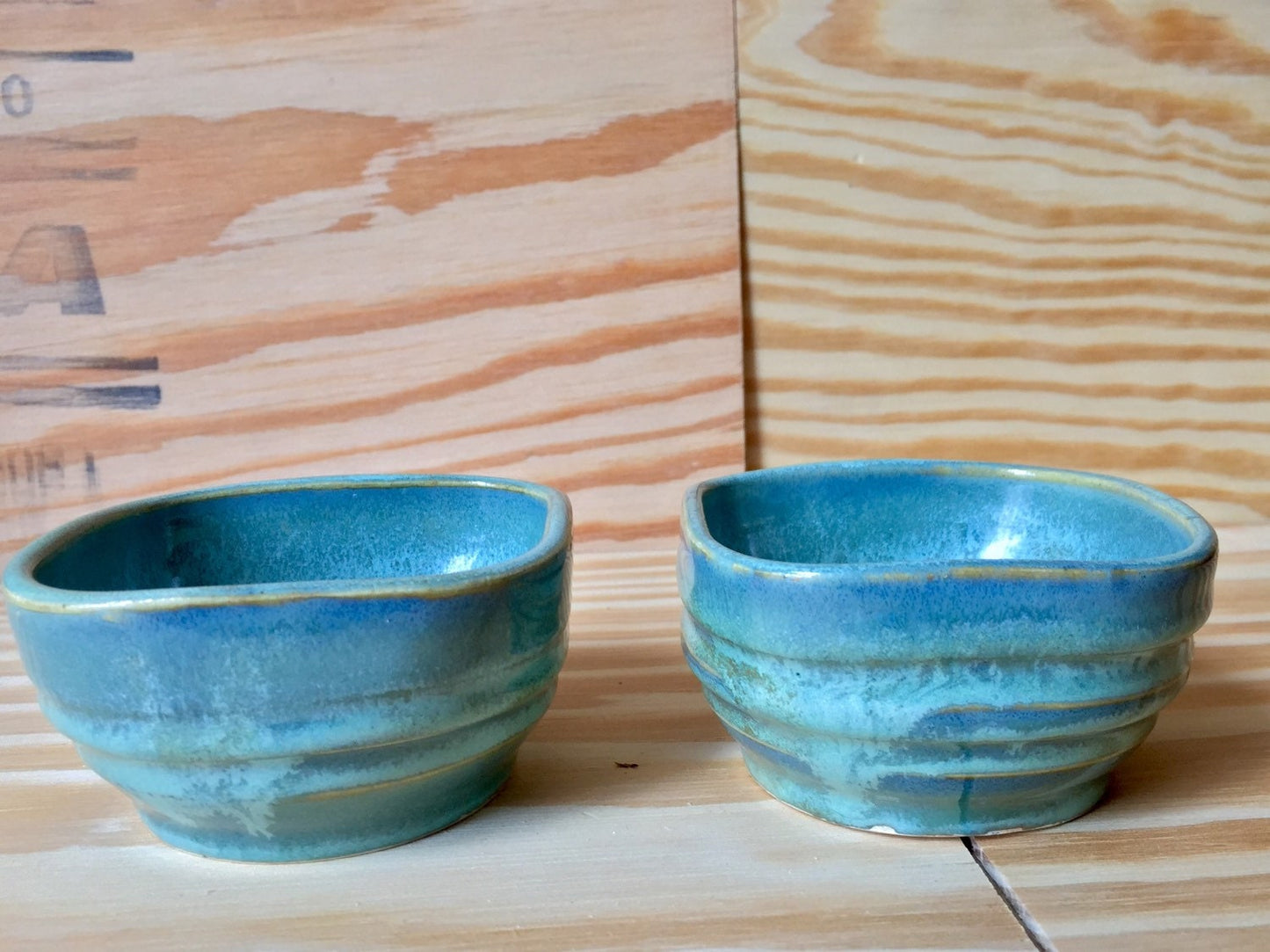 Set of two crafted square ramekins different colors available