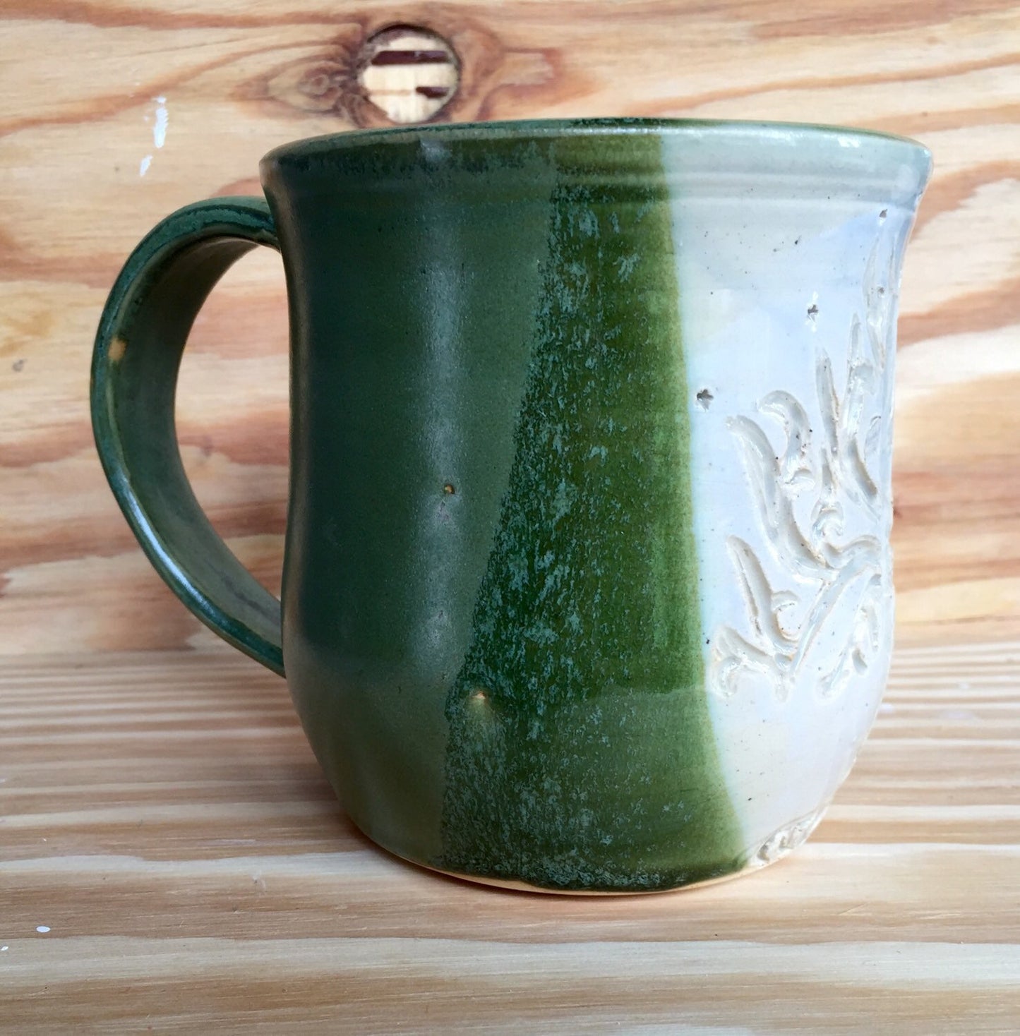 Lord of the rings inspired green ceramic coffee mug "tree of gondor"