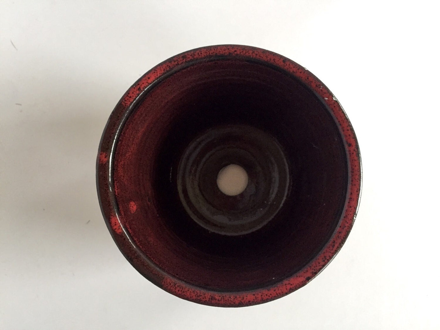 Hand carved ceramic outdoor planter for 4" plants in burgandy