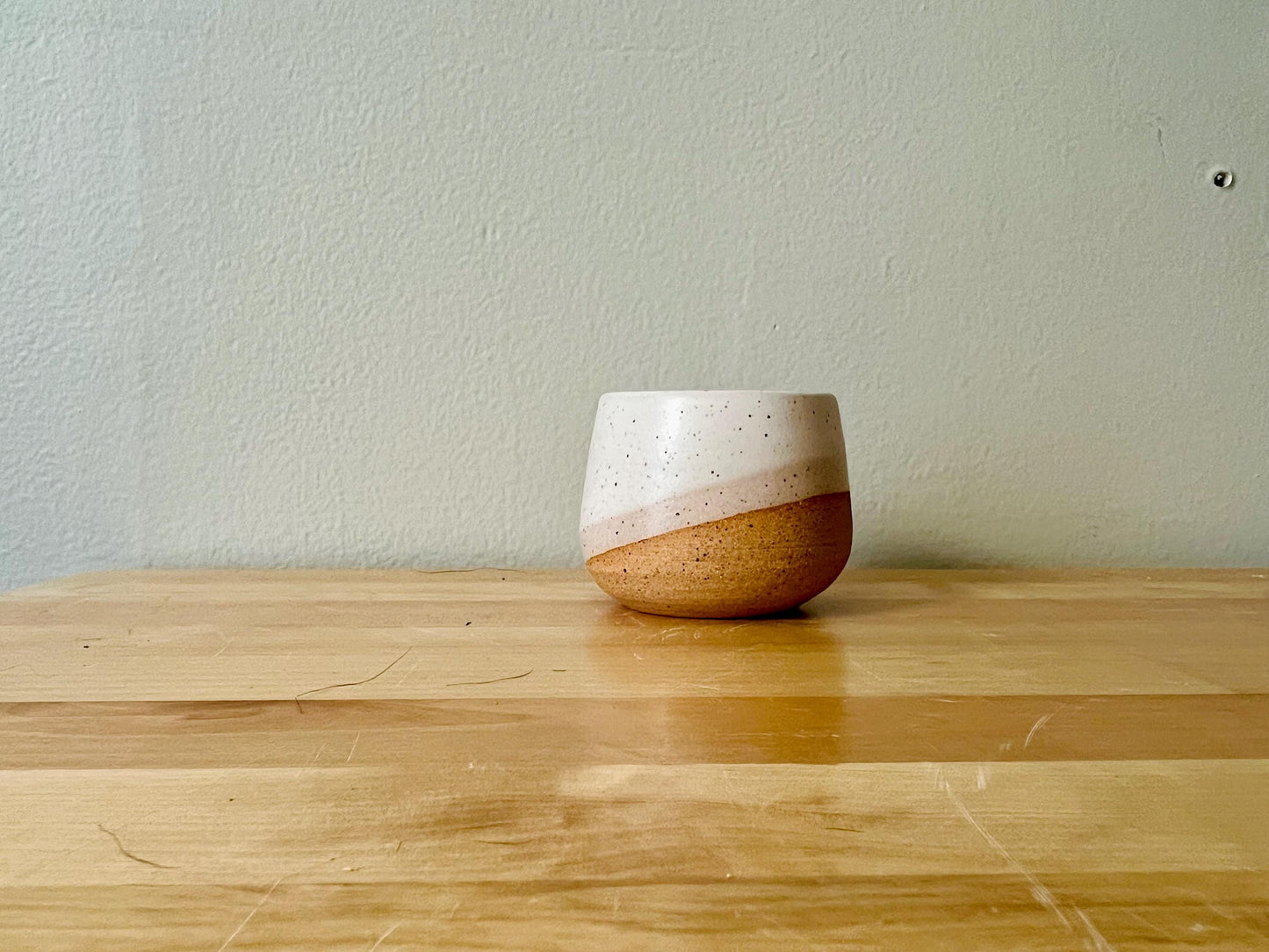 Handmade Criss-Cross Espresso Cup – Small Ceramic Coffee Mug or Tumbler – Modern White Kitchenware Gift