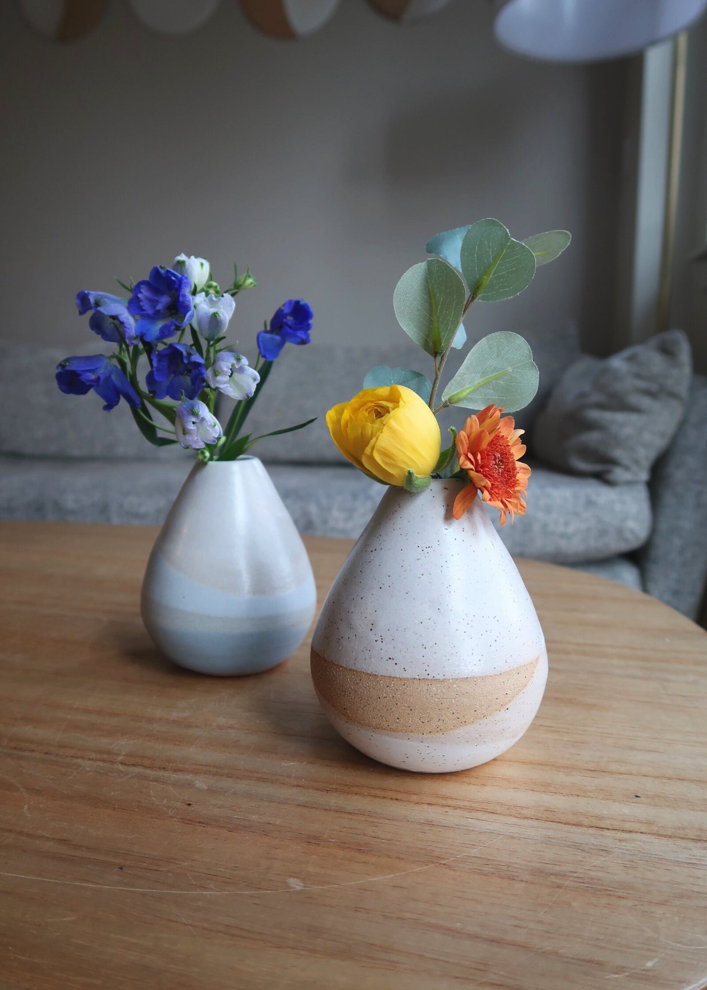 Handmade Criss-Cross Wide-Bottom Bud Vase – Unique Ceramic Vase with Color Options