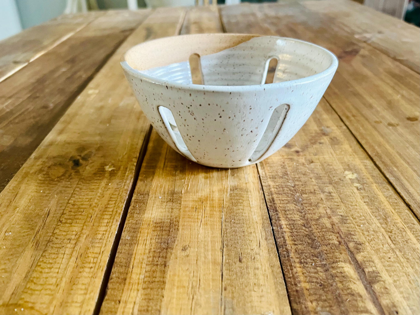 Handmade Ceramic Berry Bowls – Natural Stoneware – Modern Kitchenware – White Colander Bowls