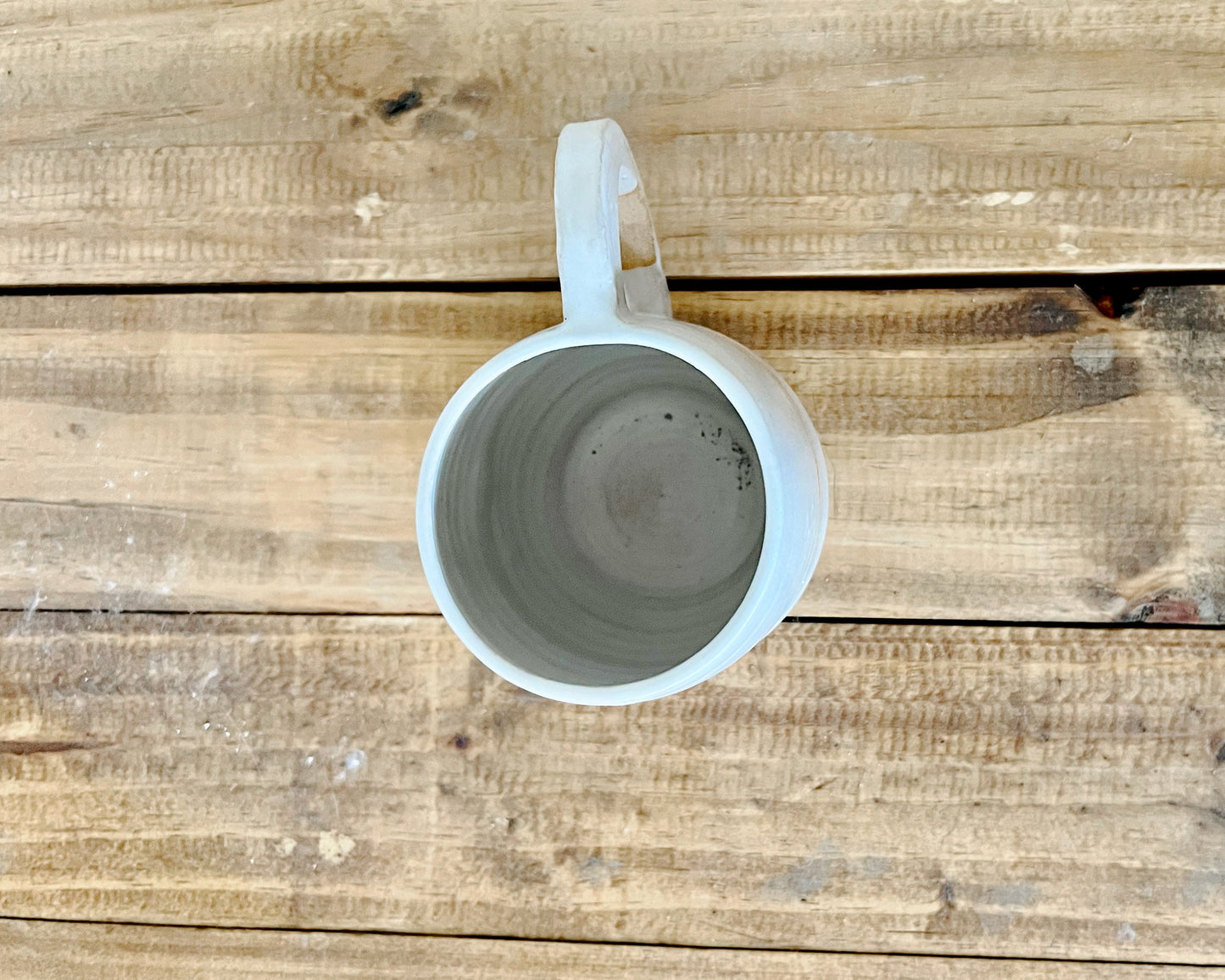 Handmade Criss-Cross Angled Mug – Unique Ceramic Kitchenware in Warm White Glaze