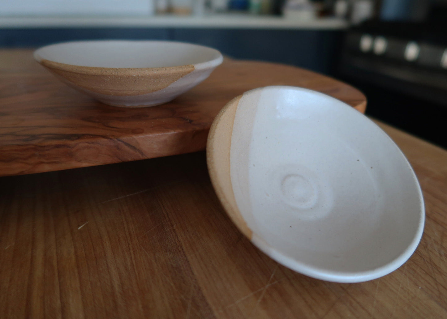 Handmade Angled Ramekin Bowl - White Ceramic Kitchenware for Baking, Dips, and Spices