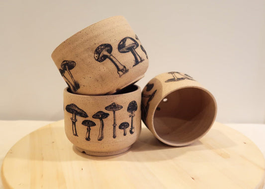 SALE! 50% off Seconds - Shroom Planter with Saucer - Black - Succulent/Herb/Plant Pot - Handmade Ceramic