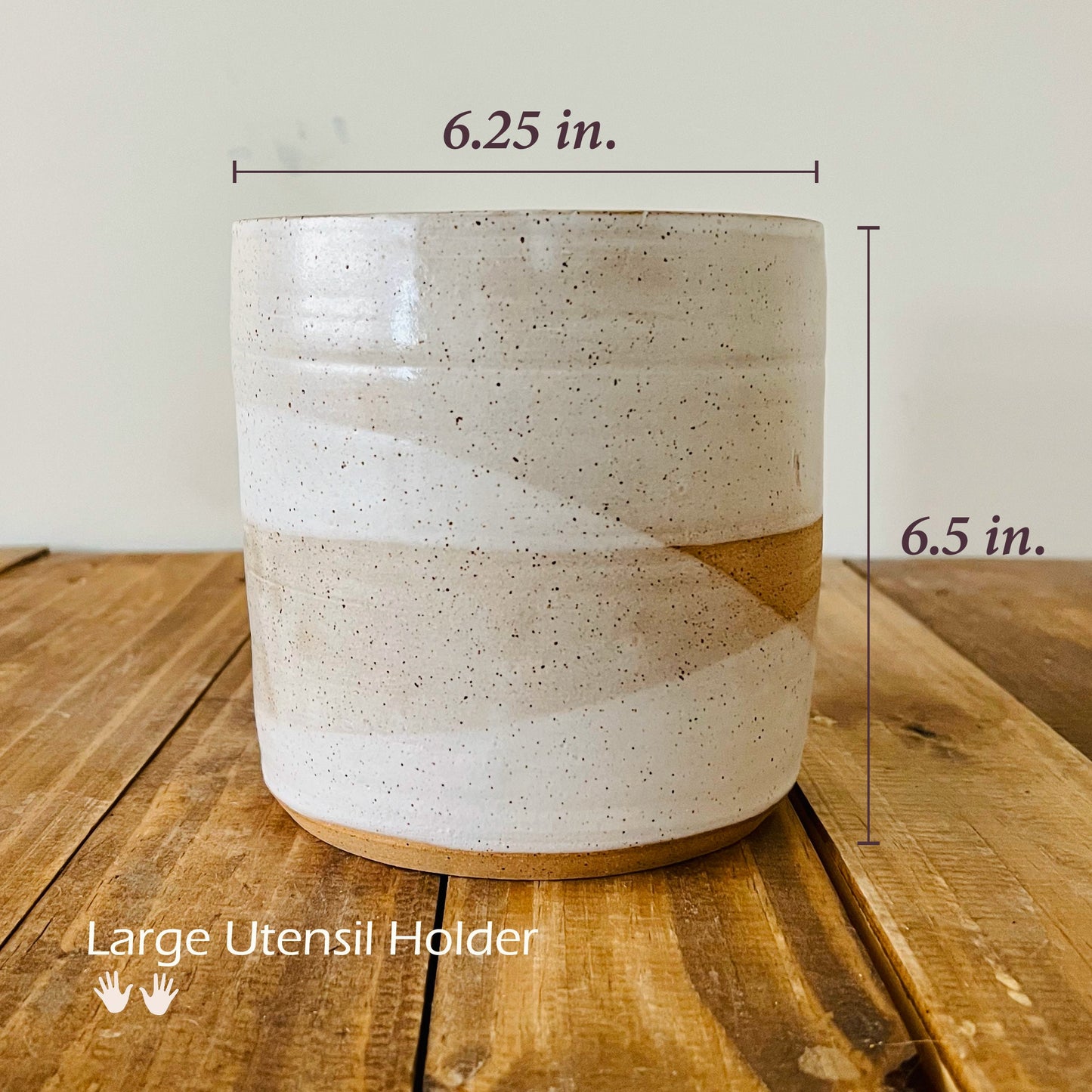 Handmade Criss-Cross Utensil Holder – Ceramic Crock in Warm White or Ocean Blue Glaze – Color & Size Options