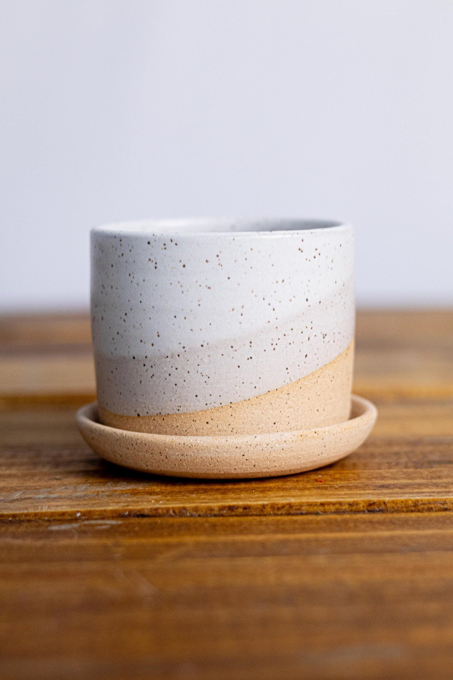 Handmade Ceramic Succulent Pot with Saucer - 3 inch - Speckled or Smooth
