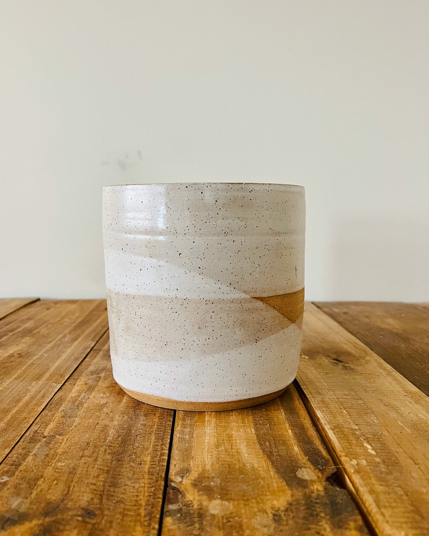 Handmade Criss-Cross Utensil Holder – Ceramic Crock in Warm White or Ocean Blue Glaze – Color & Size Options