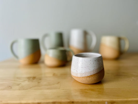 Handmade Criss-Cross Espresso Cup – Small Ceramic Coffee Mug or Tumbler – Modern White Kitchenware Gift