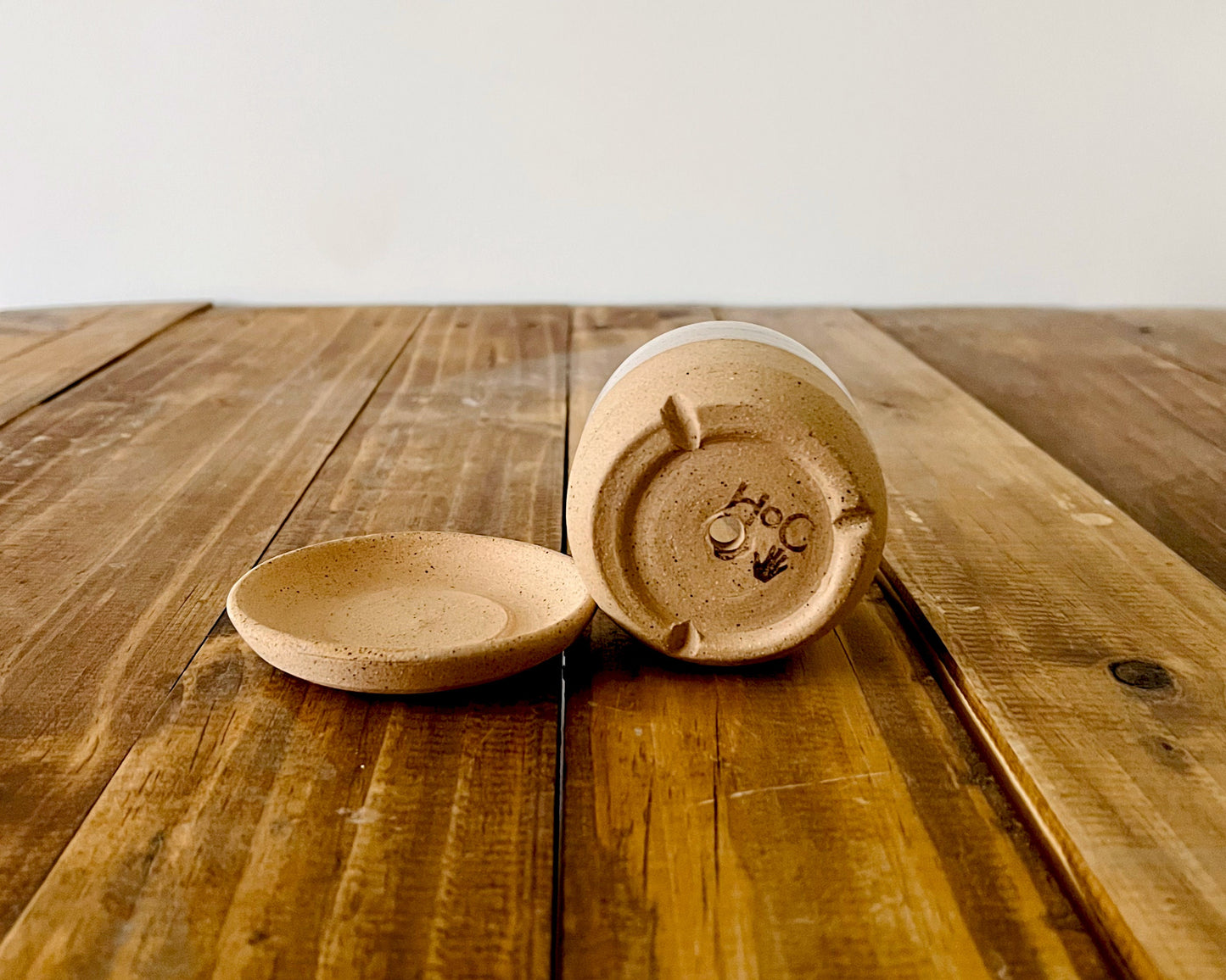 Handmade Ceramic Cylinder Succulent Pot with Saucer – White Planter with Color Options