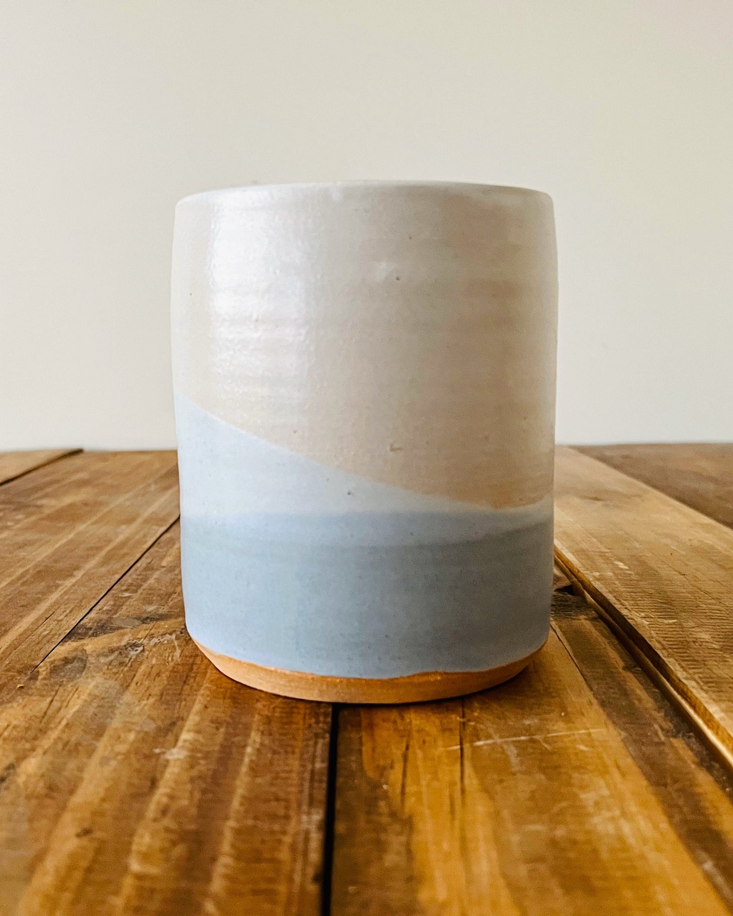 Handmade Criss-Cross Utensil Holder – Ceramic Crock in Warm White or Ocean Blue Glaze – Color & Size Options