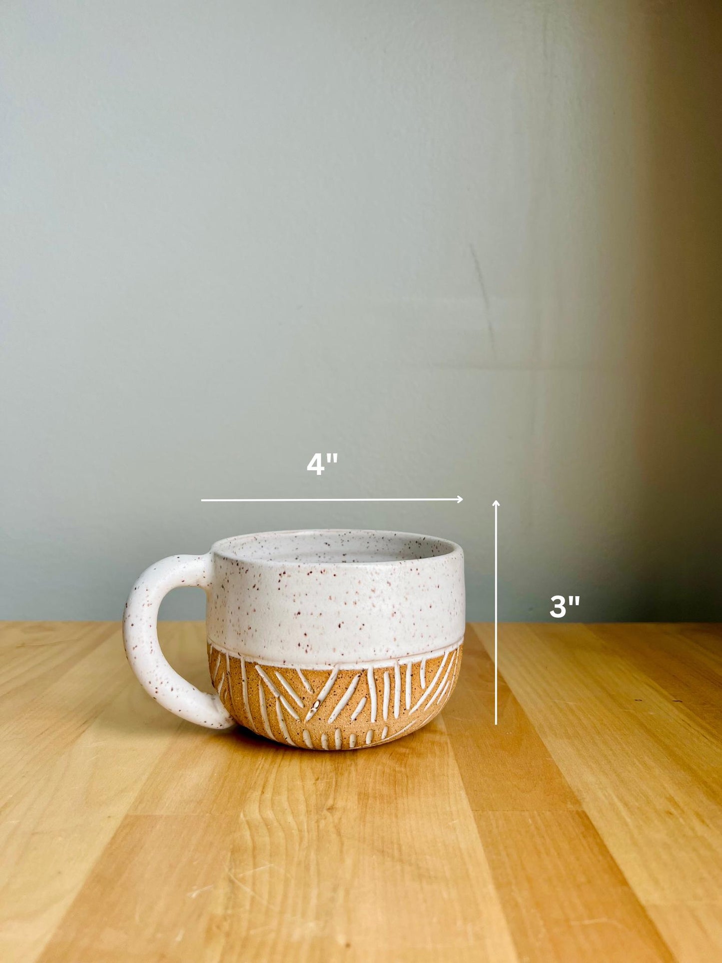 Hand-Carved Ceramic Mug – Large Cappuccino Coffee Cup – Handmade Pottery Kitchenware – Unique Gift