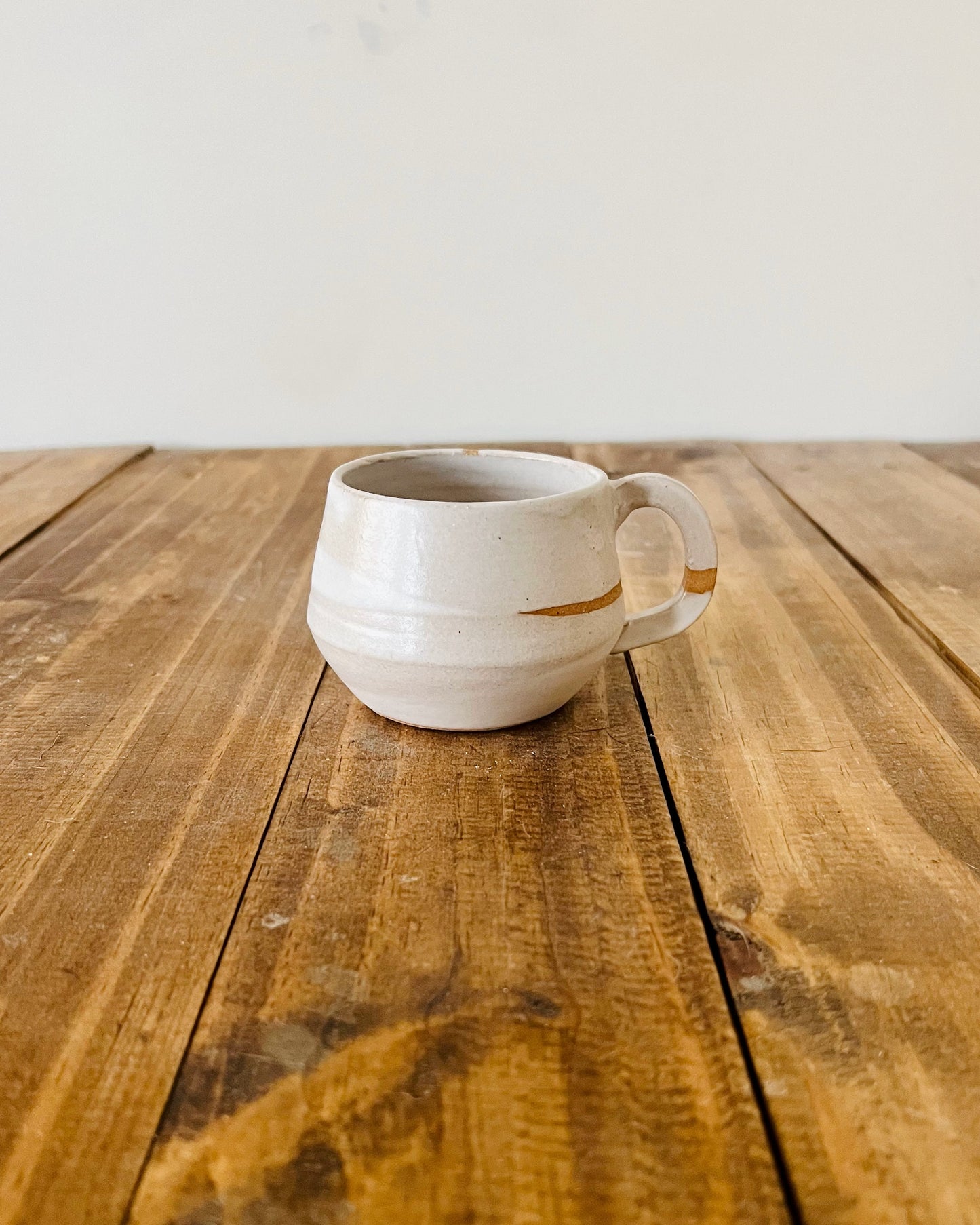 Handmade Criss-Cross Espresso Mug/Tea Cup – Unique Ceramic Mug in Warm White Glaze
