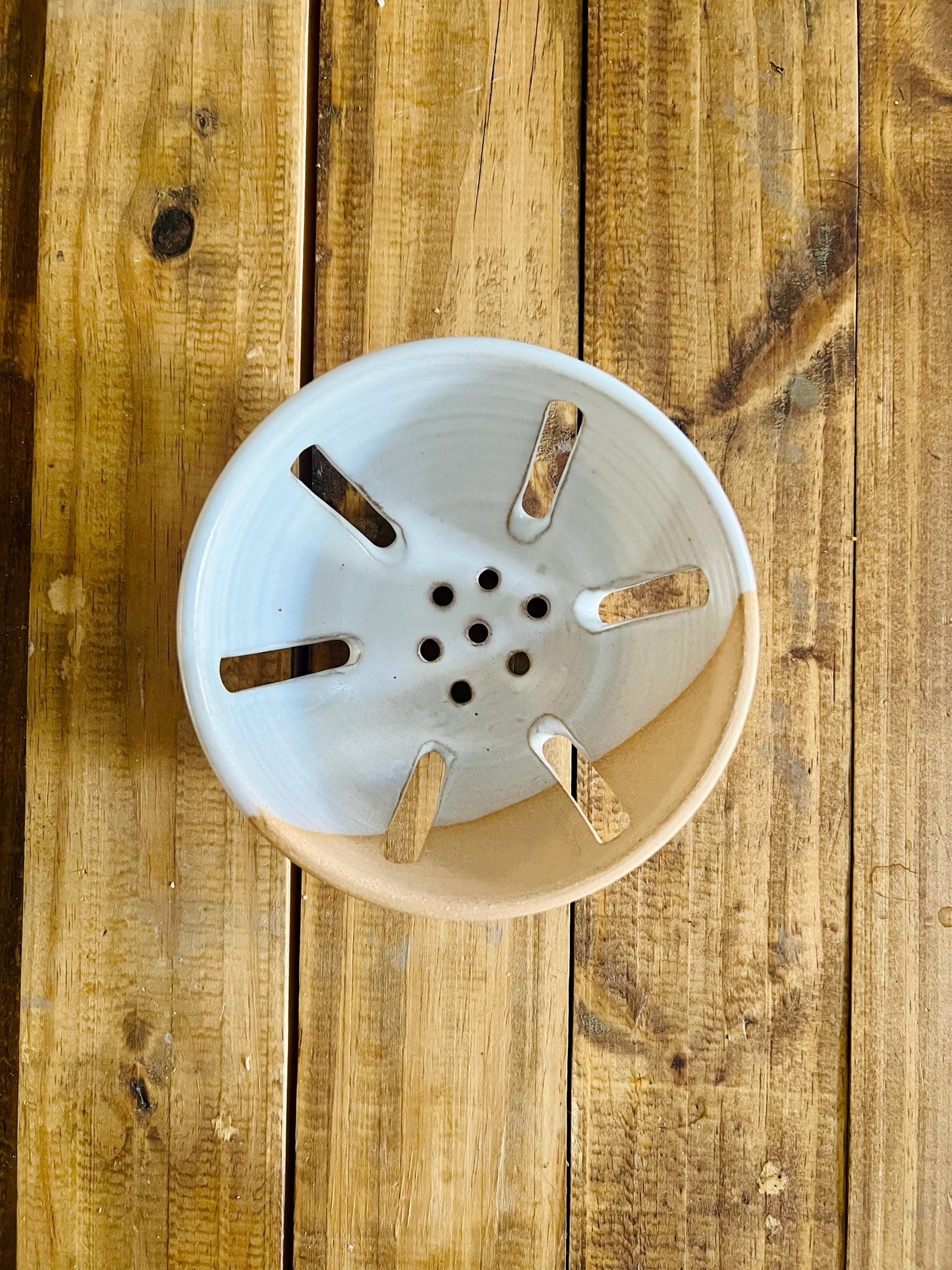 Handmade Ceramic Berry Bowls – Natural Stoneware – Modern Kitchenware – White Colander Bowls