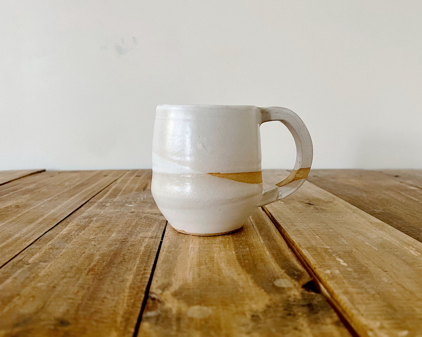 Handmade Criss-Cross Angled Mug – Unique Ceramic Kitchenware in Warm White Glaze