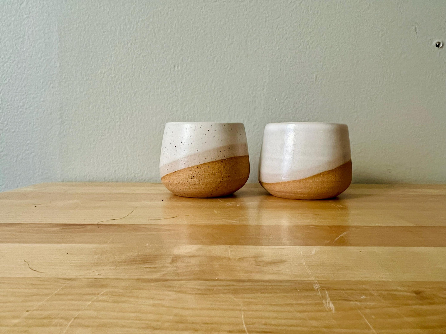 Handmade Criss-Cross Espresso Cup – Small Ceramic Coffee Mug or Tumbler – Modern White Kitchenware Gift