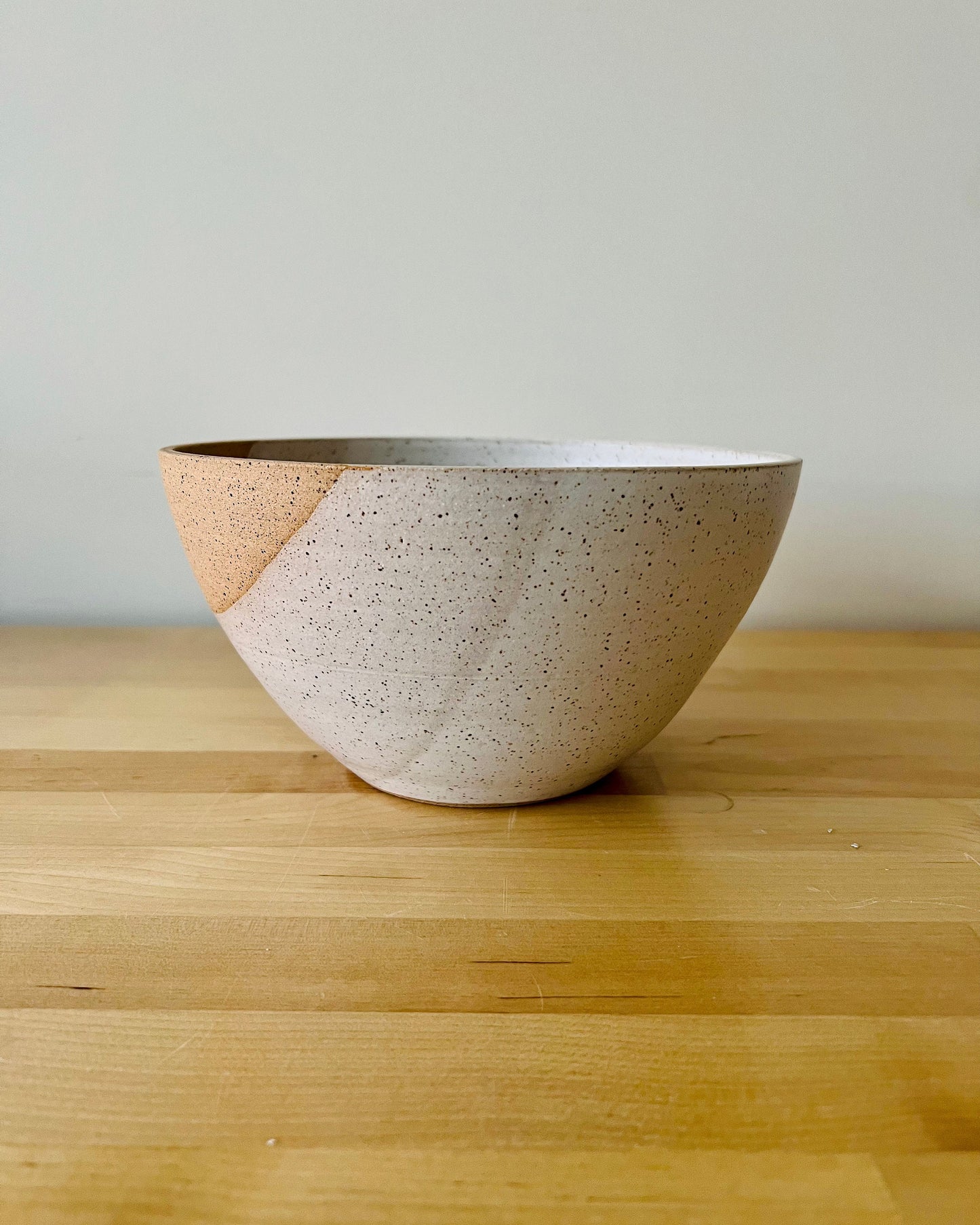 Angled Ceramic Bowls - White & Natural Stoneware - Modern Handmade Kitchenware - Multiple Sizes, Styles