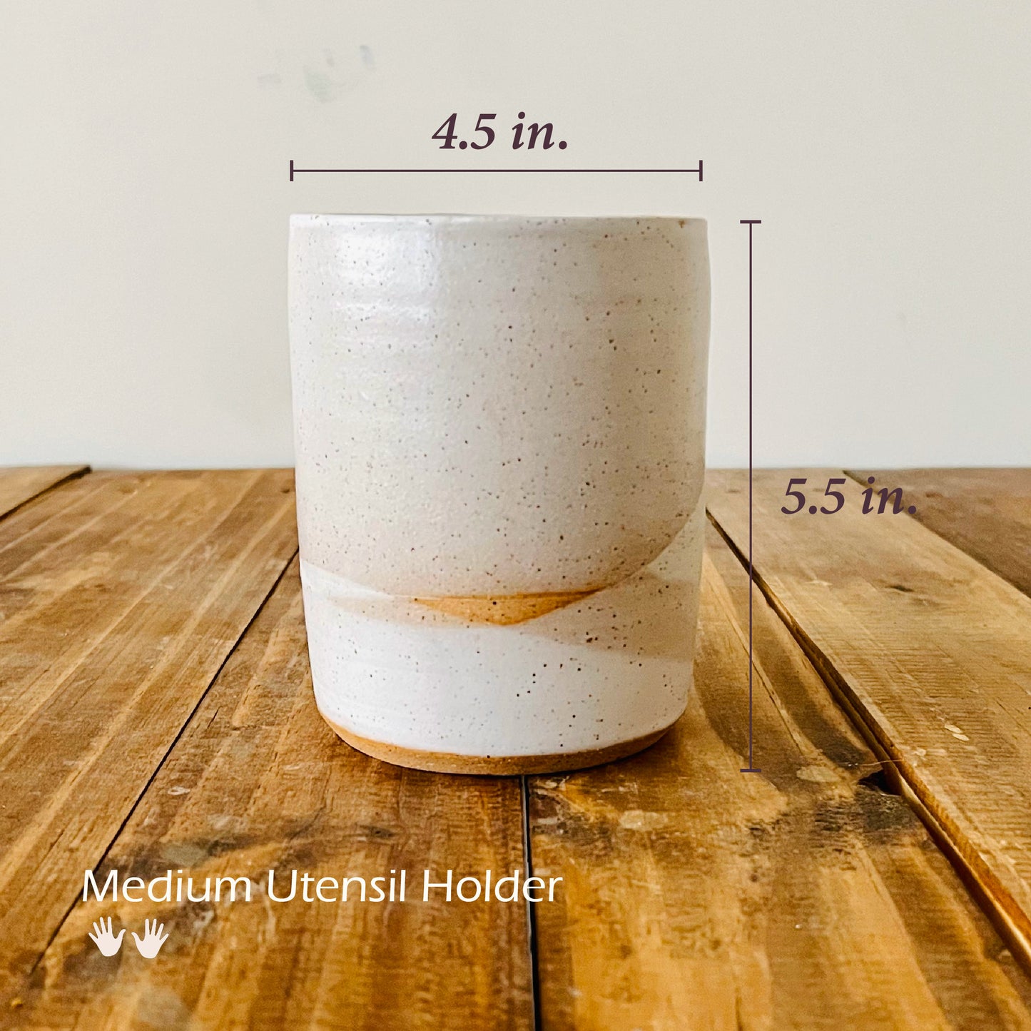 Handmade Criss-Cross Utensil Holder – Ceramic Crock in Warm White or Ocean Blue Glaze – Color & Size Options